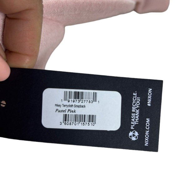 NWT Nixon Mikey Terrycloth Strapback Hat Pastel Pink Unisex Adjustable Cap - Picture 6 of 8